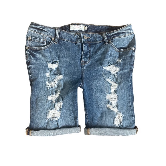 TORRID➕Destroyed Denim Boyfriend Bermuda Shorts - Picture 4 of 8